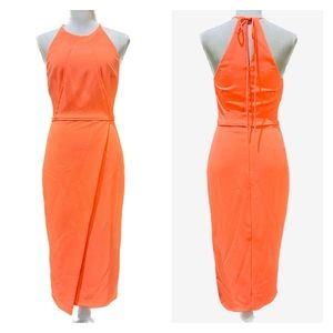 Gianni Bini Electrifying Show Stopper Sz 0 Halter Style, Asymmetrical Faux Wrap